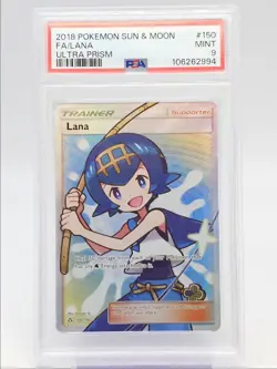 LANA 2018 POKEMON SUN & MOON ULTRA PRISM ULTRA RARE 150/156 PSA 9 Q0004 - Image 1