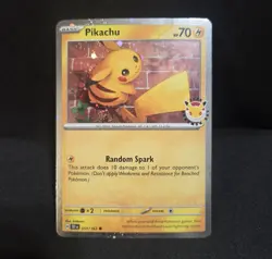 Pikachu Pokemon 30th Anniversary Holo Promo 051/162 FULL WHOLE SWIRL 🌀💫 - Image 1