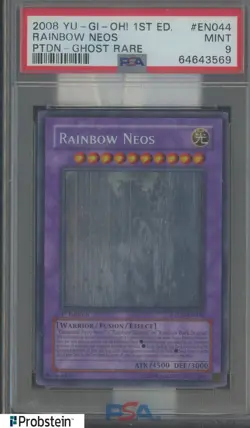 2008 Yu-Gi-Oh! 1st Edition PTDN Ghost Rare #EN044 Rainbow Neos PSA 9 MINT - Image 1