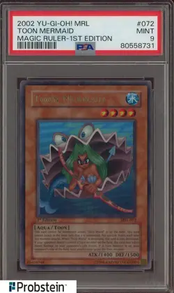 2002 YU-GI-OH! MRL-MAGIC RULER #072 TOON MERMAID MAGIC RULER-1ST EDITION PSA 9 - Image 1