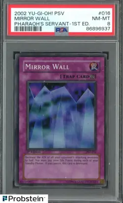 2002 YU-GI-OH! PSV-PHARAOH'S SERVANT 1ST ED #016 MIRROR WALL PSA 8 NM-MT - Image 1