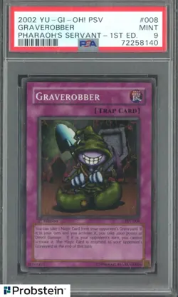 2002 YU-GI-OH! PSV-PHARAOH'S SERVANT 1ST ED #008 GRAVEROBBER PSA 9 MINT - Image 1