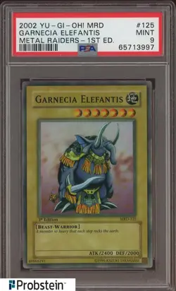 2002 YU-GI-OH! MRD-METAL RAIDERS #125 GARNECIA ELEFANTIS 1ST ED. PSA 9 MINT - Image 1