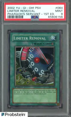 2002 YU-GI-OH! PSV-PHARAOH'S SERVANT #064 LIMITER REMOVAL 1ST ED. PSA 9 MINT - Image 1