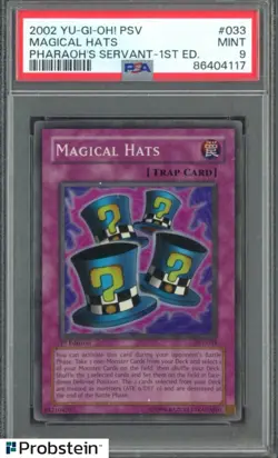 2002 YU-GI-OH! PSV-PHARAOH'S SERVANT 1ST ED #033 MAGICAL HATS PSA 9 MINT - Image 1