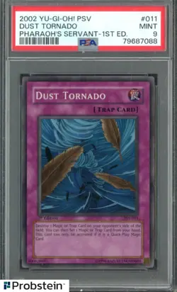2002 YU-GI-OH! PSV-PHARAOH'S SERVANT 1ST ED #011 DUST TORNADO PSA 9 MINT - Image 1
