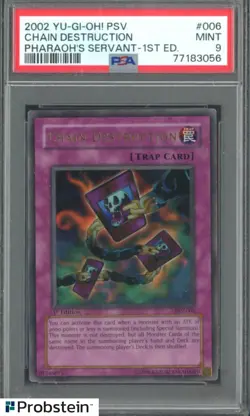 2002 YU-GI-OH! PSV-PHARAOH'S SERVANT 1ST ED #006 CHAIN DESTRUCTION PSA 9 MINT - Image 1