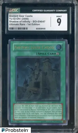 2006 Yu-Gi-Oh! SOI Ultimate Rare 1st Edition Ancient Gear Castle CGC 9 MINT - Image 1