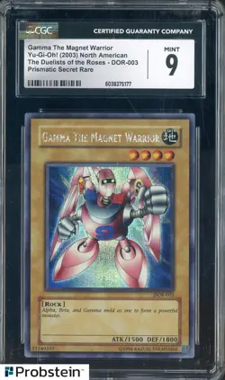 2003 Yu-Gi-Oh! DOR Prismatic Secret Rare Gamma The Magnet Warrior CGC 9 - Image 1