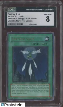 2005 Yu-Gi-Oh! Ultimate Rare 1st Edition EEN Feather Shot CGC 8 NM-MT - Image 1
