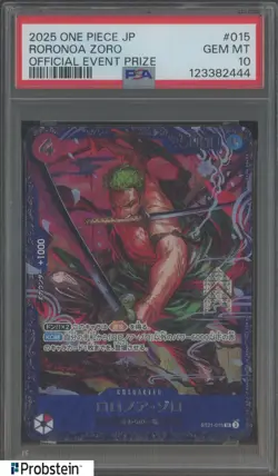 2025 One Piece JPN Official Event Prize #015 Roronoa Zoro PSA 10 GEM MINT - Image 1