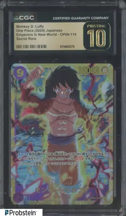 2024 One Piece Japanese OP09 Secret Rare #119 Monkey D Luffy CGC 10 PRISTINE - Image 1