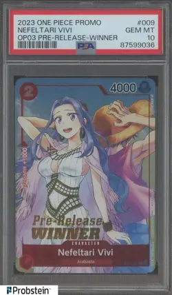 2032 One Piece Promo OP03 Pre-release Winner #009 Nefeltari Vivi PSA 10 GEM MINT - Image 1