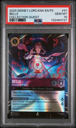 2025 DISNEY LORCANA EN P3-PROMO COLL QUEST BELLE - ACCOMPLISHED MYSTIC PSA 10 - Image 1