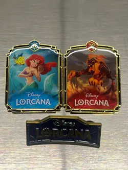 Disney Lorcana TCG Chinese Promo Ariel Lion King Logo Set of 3pcs Combo Badge - Image 1
