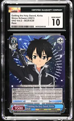 Weiss Schwarz GRADED 2021 Getting the Holy Sword Kirito SE26 R GM 10 CGC - Image 1