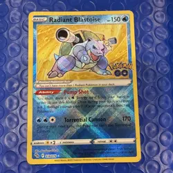 Radiant Blastoise 018/078 Radiant Rare Pokemon GO Pokemon Card - Image 1
