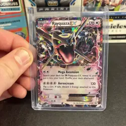 Pokemon TCG Rayquaza EX XY69 SHINY Black Star Promo Holo Card 2015 Damaged - Image 1