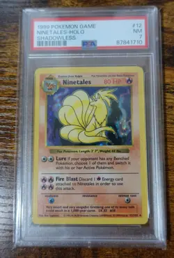 Ninetales 12/102 Shadowless PSA 7 No Damage Error Misprint Pokemon Card Graded - Image 1