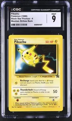 ⚡⚡ CGC 9 MINT Pikachu # 4 WB Movie WOTC Black Star PROMO Pokemon Card - Image 1