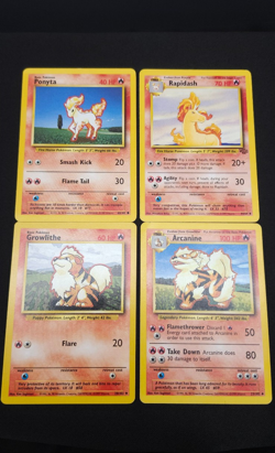 Fire PokemonTCG Growlithe Arcanine Ponyta Rapidash Jungle & Base set 4 card lot - Image 1