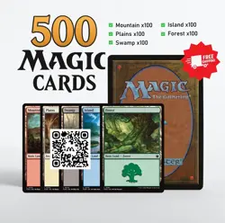 500 Magic The Gathering Cards - Basic Lands Kit 100 of Each Land Type - Image 1