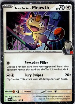 Team Rocket's Meowth (Cosmos Holo) Common Cards 149/182 - Lot Of 7 - Image 1