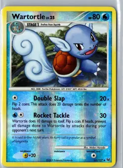 WARTORTLE 65/127 UNCOMMON PLATINUM POKEMON REVERSE HOLO DMG - Image 1