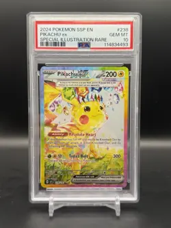 2024 POKEMON SSP EN-SURGING SPARKS SPECIAL ILLUSTRATION RARE PIKACHU EX PSA 10 - Image 1