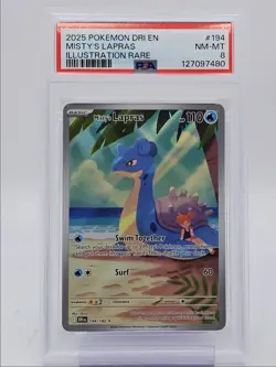 MISTY'S LAPRAS 2025 POKEMON DESTINED ILLUSTRATION RARE C 194/182 PSA 8 Q0004 - Image 1