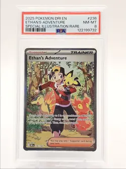 ETHAN'S ADVENTURE 2025 POKEMON SPECIAL ILLUSTRATION RARE 236/182 PSA 8 Q0004 - Image 1
