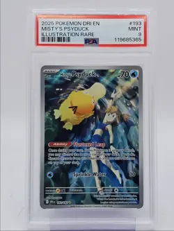 MISTY'S PSYDUCK 2025 POKEMON DESTINED ILLUSTRATION RARE B 193/182 PSA 9 Q0004 - Image 1
