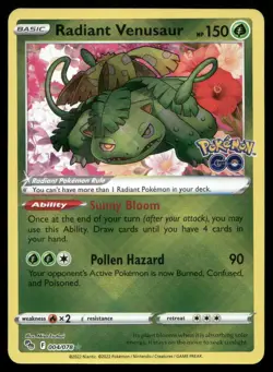 Radiant Venusaur Radiant Rare Pokemon GO 004/078 NM - Image 1