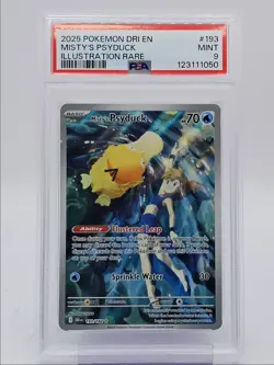 MISTY'S PSYDUCK 2025 POKEMON DESTINED ILLUSTRATION RARE A 193/182 PSA 9 Q0004 - Image 1