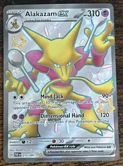 Pokemon TCG Alakazam Ex Scarlet & Violet Paldean Fates 215/091 Ultra Rare - Image 1