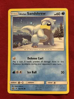 2018 Alolan Sandshrew Cosmos Holo Pokemon TCG S & M Guardians Rising 19a/145 NM - Image 1