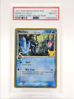 MIMIKYU 2021 POKEMON SWSH BSP CELEBRATIONS CLASSIC #SWSH136 PSA 8 Q0004 - Image 1