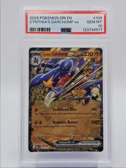 CYNTHIA'S GARCHOMP EX 2025 POKEMON DESTINED DOUBLE RARE 104/182 PSA 10 Q0004 - Image 1