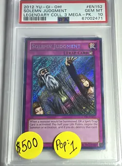 2012 Yu-Gi-Oh! Solemn Judgment LCYW-EN152 Secret Rare PSA 10 Pop: 1!!! - Image 1