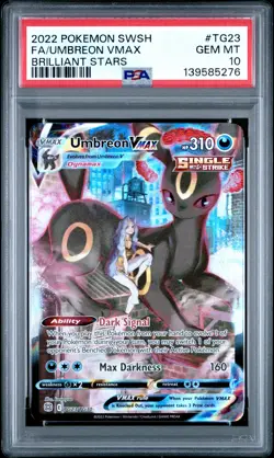 2022 POKEMON SWORD & SHIELD BRILLIANT STARS #TG23 FULL ART/UMBREON VMAX PSA 10 - Image 1