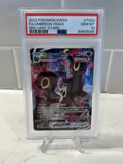2022 POKEMON SWORD & SHIELD BRILLIANT STARS #TG23 FULL ART/UMBREON VMAX PSA 10 - Image 1