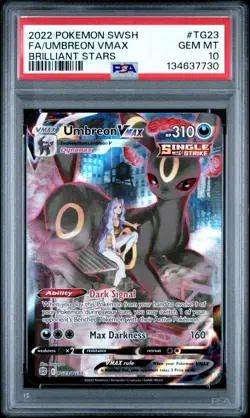 2022 POKEMON SWORD & SHIELD BRILLIANT STARS #TG23 FULL ART UMBREON VMAX PSA 10 - Image 1