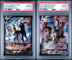 PSA 10 SEQUENTIAL UMBREON V TG22 UMBREON VMAX TG23 BRILLIANT STARS POKEMON 🌑 - Image 1