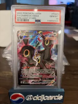 2022 POKEMON SWORD & SHIELD BRILLIANT STARS #TG23 FULL ART/UMBREON VMAX PSA 10 - Image 1