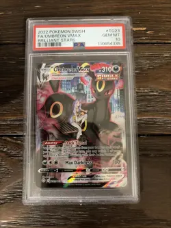2022 POKEMON SWORD & SHIELD BRILLIANT STARS #TG23 FULL ART/UMBREON VMAX PSA 10 - Image 3