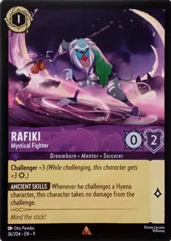 36/204 RAFIKI MYSTICAL FIGHTER EN9 RARE DISNEY LORCANA CARD - Image 1