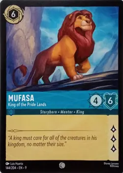 144/204 MUFASA KING OF THE PRIDE LANDS EN9 COMMON DISNEY LORCANA CARD - Image 1