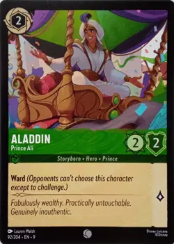 92/204 ALADDIN PRINCE ALI EN9 COMMON DISNEY LORCANA CARD - Image 1