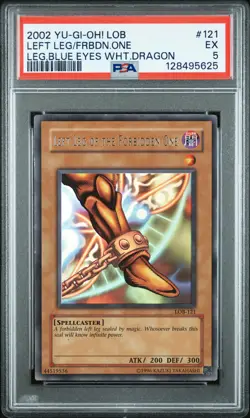2002 YU-GI-OH! LOB-LEGEND OF BLUE EYES #121 LEFT LEG OF THE FORBIDDEN ONE PSA 5 - Image 1