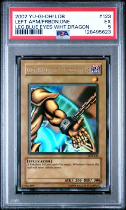 2002 YU-GI-OH! LOB-LEGEND OF BLUE EYES #123 LEFT ARM OF THE FORBIDDEN ONE PSA 5 - Image 1